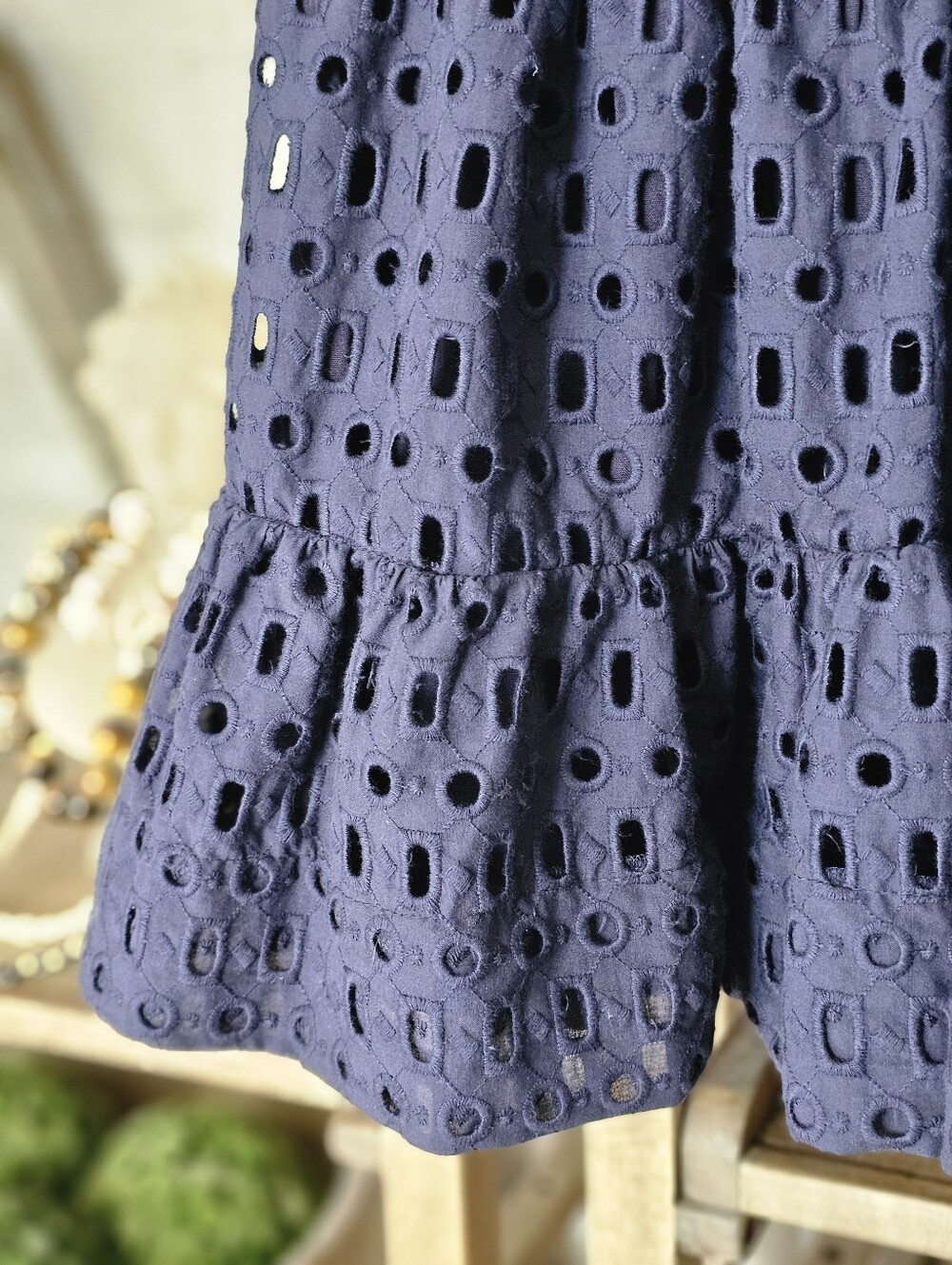 Anthropologie Somerset Eyelet Mini Dress Navy NWT Sz MP - Picture 7 of 14